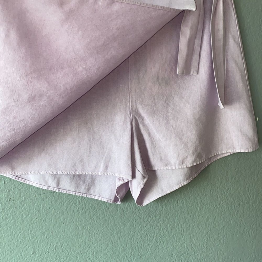 Zara Lavender Linen Blend Bow Trim Skort - Picture 8 of 16